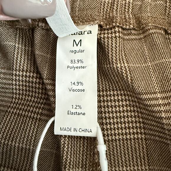 Women's Halara Brown Plaid Pull On Straight Leg Pants Size Medium NEW - Picture 4 of 10